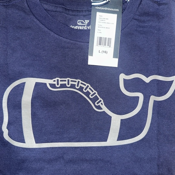 Vineyard Vines Boy’s Football Whale Long Sleeve Tee - Picture 2 of 4